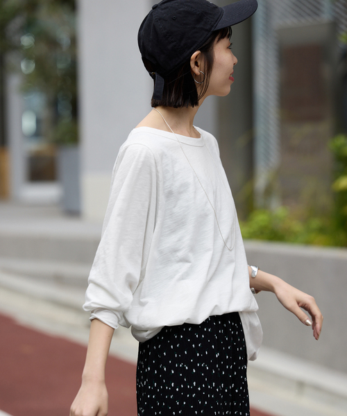 SLOBE IENA（スローブイエナ）の「シアー天竺ニュアンスプルオーバー（Tシャツ/カットソー・レディース・ベージュ/ホワイト/ブラック/ダークパープル・FREE）」の10枚目の写真