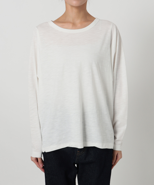 SLOBE IENA（スローブイエナ）の「シアー天竺ニュアンスプルオーバー（Tシャツ/カットソー・レディース・ベージュ/ホワイト/ブラック/ダークパープル・FREE）」の19枚目の写真