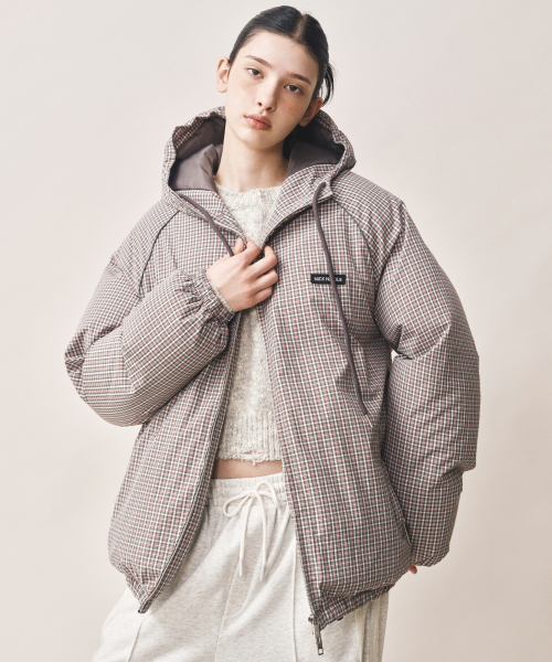 NICK&NICOLE(ニックアンドニコール)の「MINIMAL PIPING HOODED PADDING_CHECK(ダウンジャケット/コート・レディース・その他・FREE)」の2枚目の写真