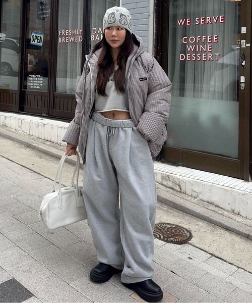 NICK&NICOLE(ニックアンドニコール)の「MINIMAL PIPING HOODED PADDING_CHECK(ダウンジャケット/コート・レディース・その他・FREE)」の2枚目の写真