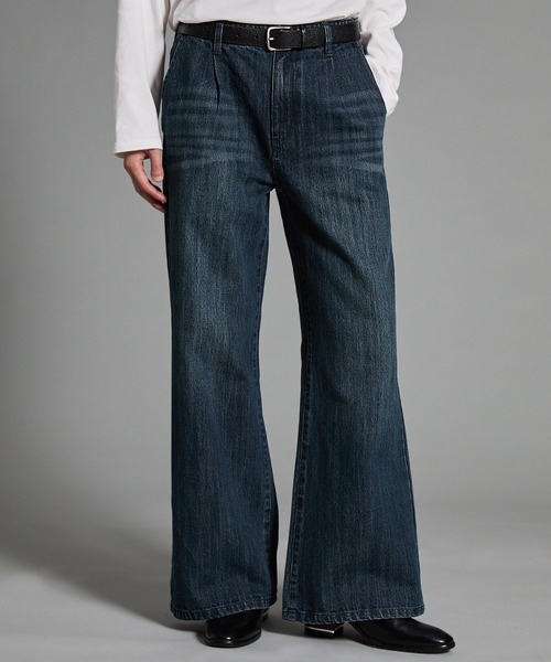 VELNUS(ベルナス)の「【VELNUS】【12oz】スラブ風セミワイドフレア デニムパンツ/Slab like semi-wide flare denim pants(デニムパンツ・メンズ・ブルー/ブラック・L/M/S)」の1枚目の写真