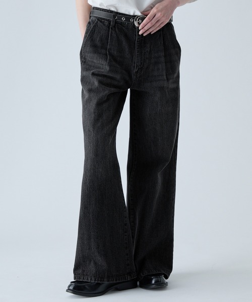 VELNUS】【12oz】スラブ風セミワイドフレア デニムパンツ/Slab like