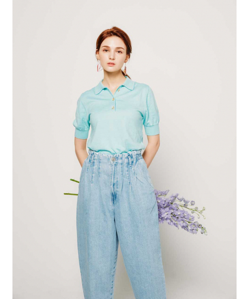 AYIHOLIC CASHMERE（アイホリックカシミア）の「ワイドリップポロニット（ニット/セーター・レディース・ミント・MEDIUM/SMALL）」の4枚目の写真