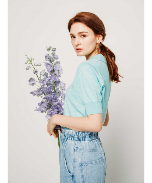 AYIHOLIC CASHMERE（アイホリックカシミア）の「ワイドリップポロニット（ニット/セーター・レディース・ミント・MEDIUM/SMALL）」の5枚目の写真