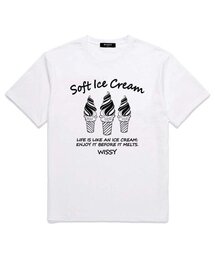 WISSY（ウィッシー）の「アイスクリームロゴ 半袖Tシャツ (WS014) ホワイト（Tシャツ/カットソー）」