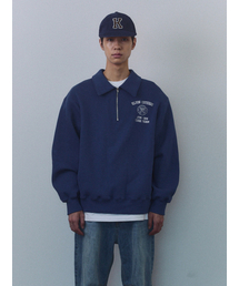 Crest Half Zip-Up Pullover Dusty Blue