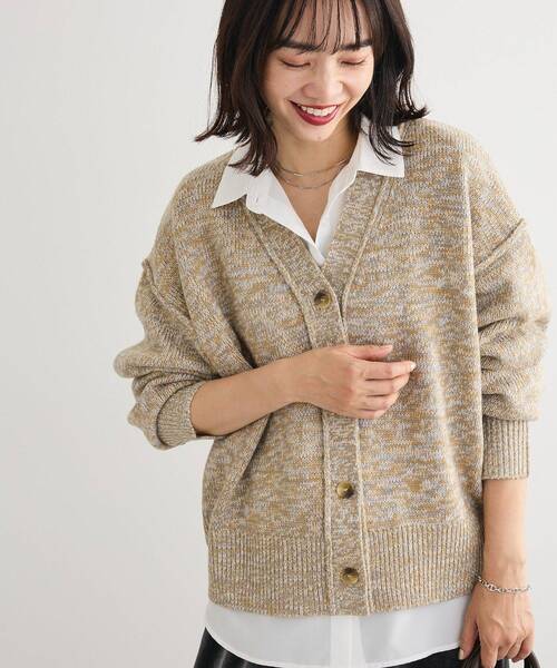 Green　Parks（グリーンパークス）の「MIXニットカーディガン（カーディガン/ボレロ・レディース・イエロー/グリーン/ベージュ/グレー・FREE）」の2枚目の写真