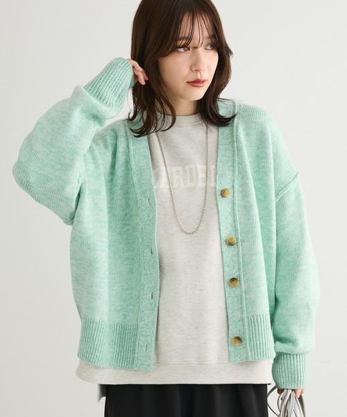 Green　Parks（グリーンパークス）の「MIXニットカーディガン（カーディガン/ボレロ・レディース・イエロー/グリーン/ベージュ/グレー・FREE）」の3枚目の写真
