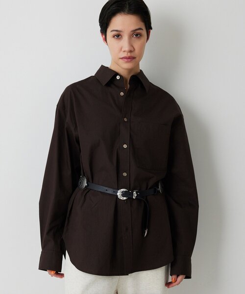 Whim Gazette（ウィムガゼット）の「ブロードシャツ（シャツ/ブラウス・レディース・オフホワイト/ブラウン・FREE）」の2枚目の写真