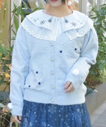 スノー・ローズ刺繍カーディガン