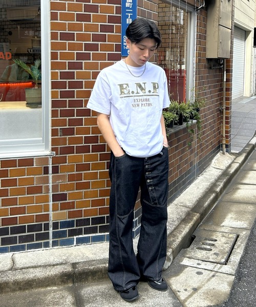 B.R.U(ブル)の「迷彩柄アップリケ刺繍Tシャツ(Tシャツ/カットソー・メンズ・ホワイト/ブラック・FREE)」の5枚目の写真