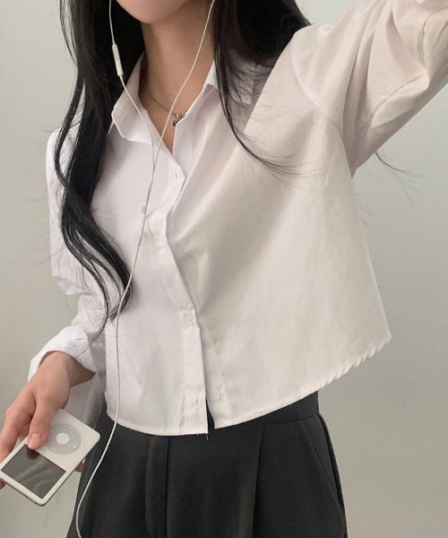 SallyLunn(サリーラン)の「クロップドカラーシャツ(シャツ/ブラウス・レディース・ホワイト/ネイビー/イエロー/スミクロ・MEDIUM/LARGE)」の14枚目の写真