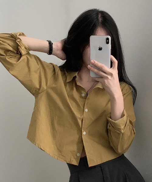 SallyLunn(サリーラン)の「クロップドカラーシャツ(シャツ/ブラウス・レディース・ホワイト/ネイビー/イエロー/スミクロ・MEDIUM/LARGE)」の8枚目の写真