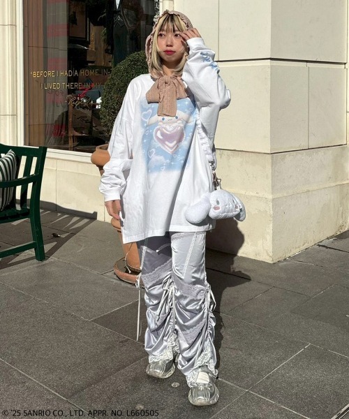 Candy Stripper(キャンディストリッパー)の「【CINNAMOROLL】BALLOON HEART L/S Tシャツ(Tシャツ/カットソー・レディース・ブルー系その他2/オフホワイト・FREE)」の14枚目の写真