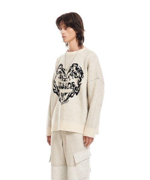 ADDOFF(アドオフ)の「FROM INSIDE KNIT SWEATER ECRU(ニット/セーター・レディース・その他・LARGE/SMALL)」の1枚目の写真