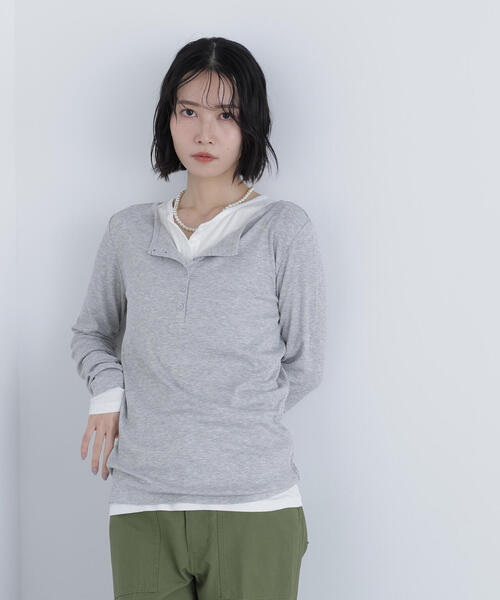 N.(N. Natural Beauty Basic)(エヌエヌナチュラルビューティーベーシック)の「ヘンリーネックカットソー(Tシャツ/カットソー・レディース・オフホワイト/グレー/ベビーピンク・フリ-)」の6枚目の写真