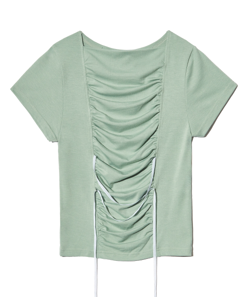 PIECEMAKER(ピースメーカー)の「RIBBON SHIRRING TEE (MINT)(Tシャツ/カットソー・レディース・その他・FREE)」の2枚目の写真