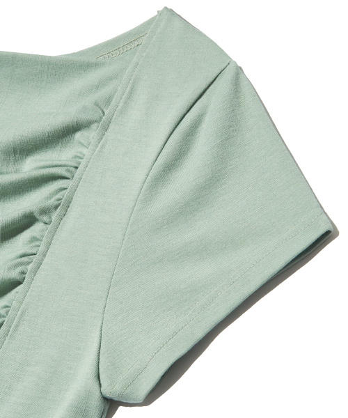 PIECEMAKER(ピースメーカー)の「RIBBON SHIRRING TEE (MINT)(Tシャツ/カットソー・レディース・その他・FREE)」の6枚目の写真