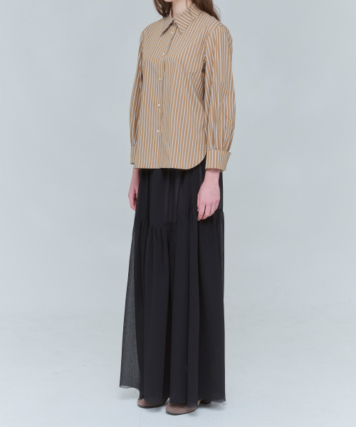VOYONN（ボヨン）の「手首ボリュームストライプCNシャツブラウン0129（シャツ/ブラウス・レディース・ブラウン・M/L）」の4枚目の写真