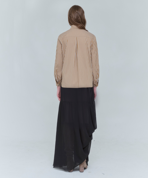 VOYONN（ボヨン）の「手首ボリュームストライプCNシャツブラウン0129（シャツ/ブラウス・レディース・ブラウン・M/L）」の5枚目の写真