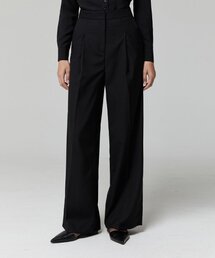 LADY VOLUME（レディーボリューム）の「BUCKLE WIDE SLACKS_BLACK（スラックス）」