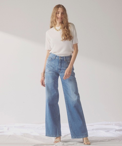 SOMETHING（サムシング）の「SOMETHING LISA NOUVEAU WIDE/ワイドデニムパンツ（デニムパンツ・レディース・インディゴブルー/ダークインディゴブルー/ライトインディゴブルー/ホワイト・X-SMALL/SMALL/MEDIUM/LARGE）」の4枚目の写真