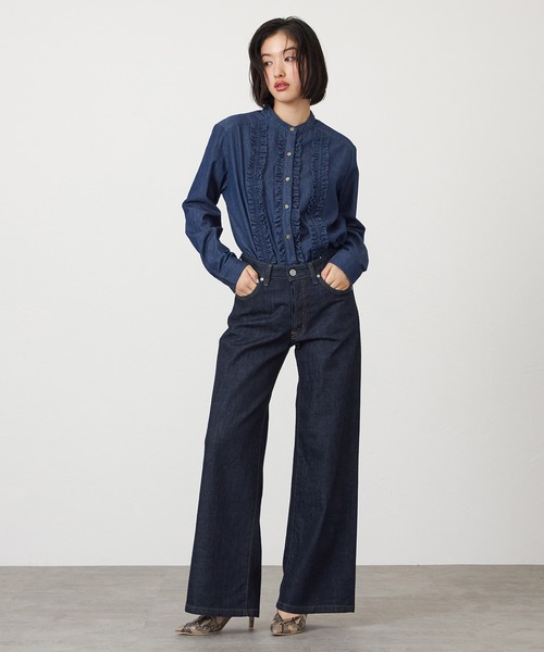 SOMETHING（サムシング）の「SOMETHING LISA NOUVEAU WIDE/ワイドデニムパンツ（デニムパンツ・レディース・インディゴブルー/ダークインディゴブルー/ライトインディゴブルー/ホワイト・X-SMALL/SMALL/MEDIUM/LARGE）」の12枚目の写真