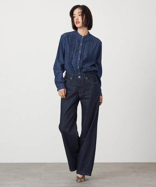 SOMETHING（サムシング）の「SOMETHING LISA NOUVEAU WIDE/ワイドデニムパンツ（デニムパンツ・レディース・インディゴブルー/ダークインディゴブルー/ライトインディゴブルー/ホワイト・X-SMALL/SMALL/MEDIUM/LARGE）」の13枚目の写真