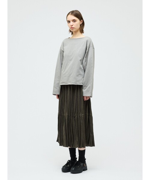 mizuiroind（ミズイロインド）の「mizuiro ind ウールブレンドティアードワッシャースカート（スカート・レディース・ブラウン/ライトグレー/ブラック・FREE）」の5枚目の写真