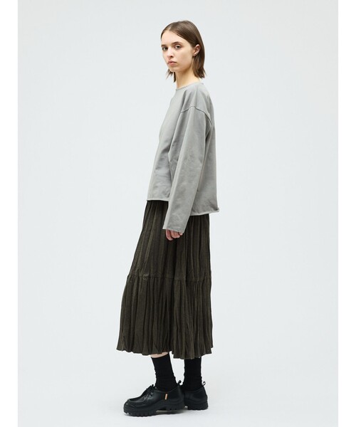 mizuiroind（ミズイロインド）の「mizuiro ind ウールブレンドティアードワッシャースカート（スカート・レディース・ブラウン/ライトグレー/ブラック・FREE）」の6枚目の写真