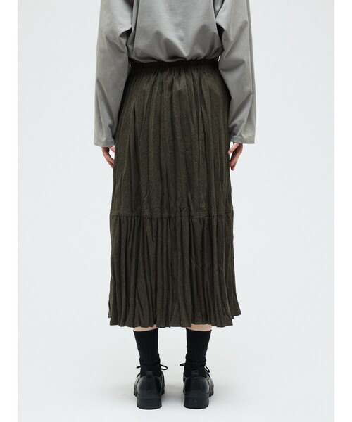 mizuiroind（ミズイロインド）の「mizuiro ind ウールブレンドティアードワッシャースカート（スカート・レディース・ブラウン/ライトグレー/ブラック・FREE）」の12枚目の写真