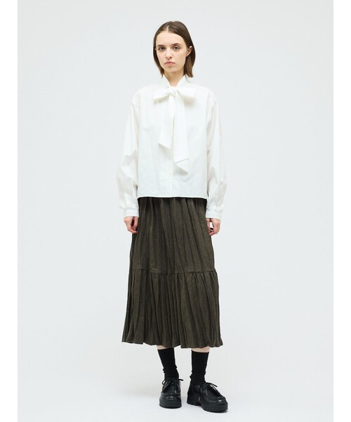 mizuiroind（ミズイロインド）の「mizuiro ind ウールブレンドティアードワッシャースカート（スカート・レディース・ブラウン/ライトグレー/ブラック・FREE）」の14枚目の写真