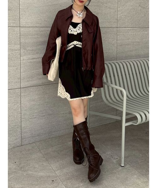 LILY BROWN（リリーブラウン）の「バルーンジップブルゾン（ブルゾン・レディース・ブラック/ボルドー/ブルー・F）」の22枚目の写真