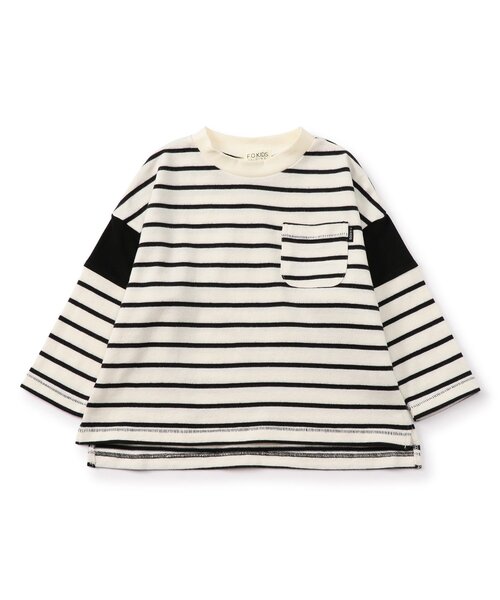 F.O.KIDS(エフオーキッズ)の「ボーダーTシャツ(Tシャツ/カットソー・キッズ・ブラック/ブルー/ベージュ/レッド/レインボー・110/100/90/80/160/150/140/130/120)」の2枚目の写真