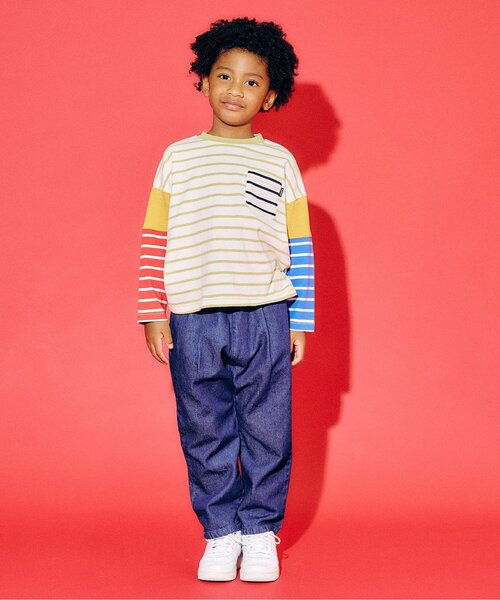 F.O.KIDS(エフオーキッズ)の「ボーダーTシャツ(Tシャツ/カットソー・キッズ・ブラック/ブルー/ベージュ/レッド/レインボー・110/100/90/80/160/150/140/130/120)」の6枚目の写真