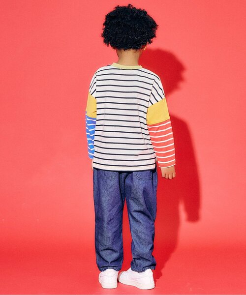 F.O.KIDS(エフオーキッズ)の「ボーダーTシャツ(Tシャツ/カットソー・キッズ・ブラック/ブルー/ベージュ/レッド/レインボー・110/100/90/80/160/150/140/130/120)」の7枚目の写真