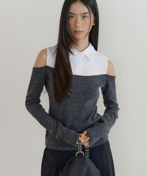 LUCIR ZU(ルシールズ)の「F/W Off-Shoulder Shirt Top (charcoal)(Tシャツ/カットソー・レディース・その他・FREE)」の1枚目の写真