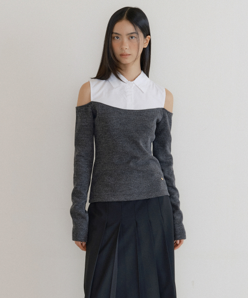 LUCIR ZU(ルシールズ)の「F/W Off-Shoulder Shirt Top (charcoal)(Tシャツ/カットソー・レディース・その他・FREE)」の2枚目の写真