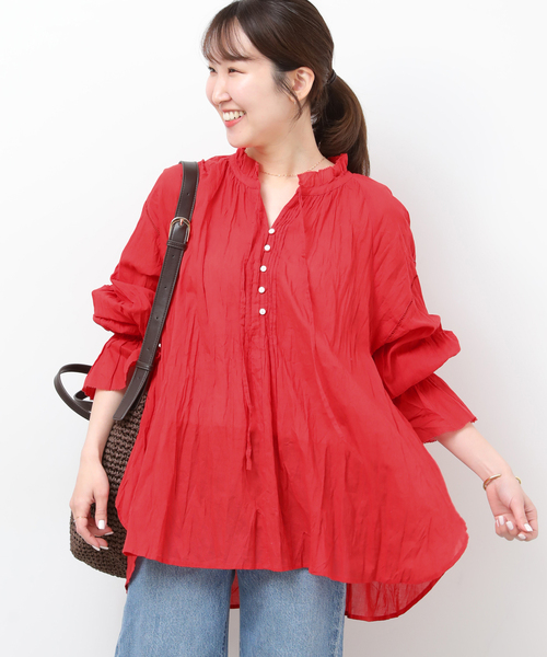 JOURNAL STANDARD relume（ジャーナルスタンダード　レリューム）の「［26SS新作］コットンボイルクリンクルタックフリルプルオーバー（シャツ/ブラウス・レディース・ホワイト/レッド/ブラック/イエロー系その他・FREE）」の6枚目の写真