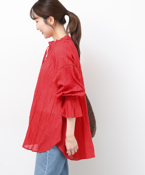 JOURNAL STANDARD relume（ジャーナルスタンダード　レリューム）の「［26SS新作］コットンボイルクリンクルタックフリルプルオーバー（シャツ/ブラウス・レディース・ホワイト/レッド/ブラック/イエロー系その他・FREE）」の9枚目の写真