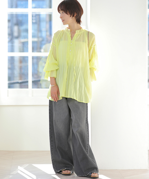 JOURNAL STANDARD relume（ジャーナルスタンダード　レリューム）の「［26SS新作］コットンボイルクリンクルタックフリルプルオーバー（シャツ/ブラウス・レディース・ホワイト/レッド/ブラック/イエロー系その他・FREE）」の12枚目の写真