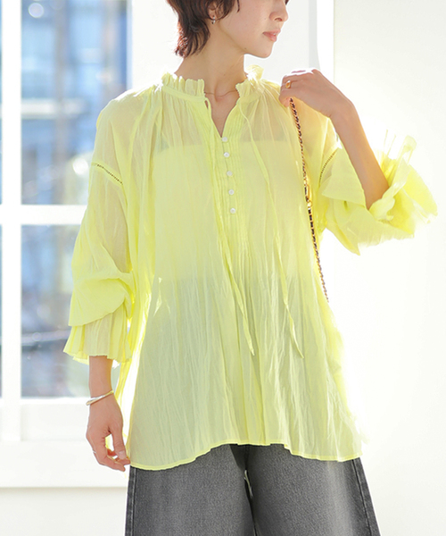 JOURNAL STANDARD relume（ジャーナルスタンダード　レリューム）の「［26SS新作］コットンボイルクリンクルタックフリルプルオーバー（シャツ/ブラウス・レディース・ホワイト/レッド/ブラック/イエロー系その他・FREE）」の16枚目の写真