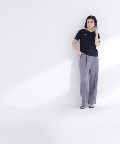 NATURAL BEAUTY BASIC(ナチュラルビューティーベーシック)の「<接触冷感>◇ベーシックTシャツ フェイクポケット付き(Tシャツ/カットソー・レディース・オフホワイト/グレー/ブラック・FREE)」の7枚目の写真
