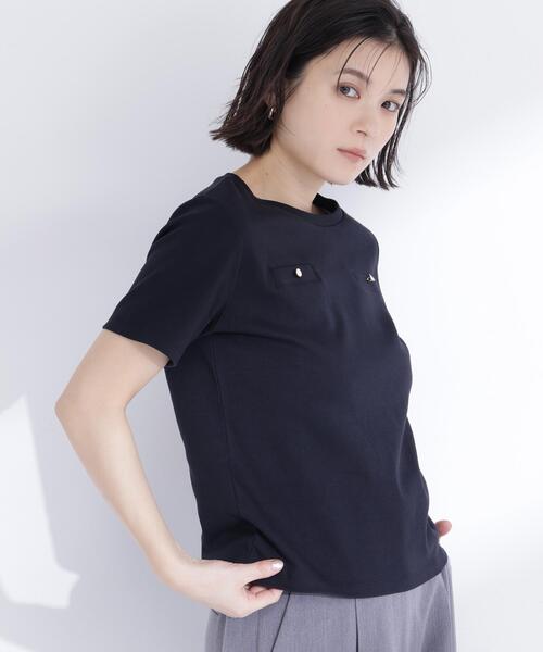 NATURAL BEAUTY BASIC(ナチュラルビューティーベーシック)の「<接触冷感>◇ベーシックTシャツ フェイクポケット付き(Tシャツ/カットソー・レディース・オフホワイト/グレー/ブラック・FREE)」の8枚目の写真