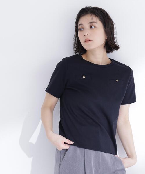 NATURAL BEAUTY BASIC(ナチュラルビューティーベーシック)の「<接触冷感>◇ベーシックTシャツ フェイクポケット付き(Tシャツ/カットソー・レディース・オフホワイト/グレー/ブラック・FREE)」の10枚目の写真