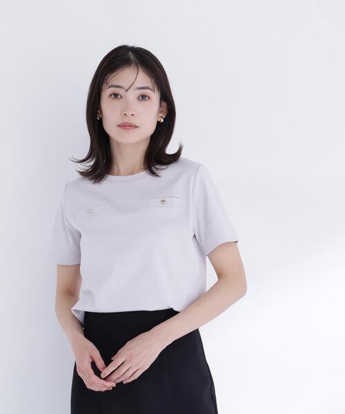NATURAL BEAUTY BASIC(ナチュラルビューティーベーシック)の「<接触冷感>◇ベーシックTシャツ フェイクポケット付き(Tシャツ/カットソー・レディース・オフホワイト/グレー/ブラック・FREE)」の17枚目の写真