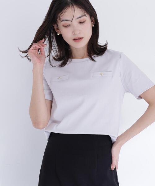 NATURAL BEAUTY BASIC(ナチュラルビューティーベーシック)の「<接触冷感>◇ベーシックTシャツ フェイクポケット付き(Tシャツ/カットソー・レディース・オフホワイト/グレー/ブラック・FREE)」の18枚目の写真