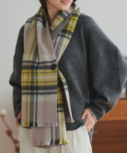 セール】シルケットウール カシミヤ混 リバーシブル 3WAY ポンチョ