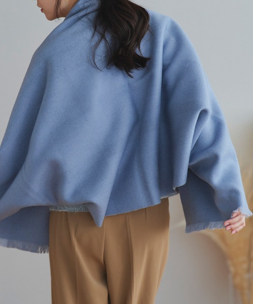 macocca(マコッカ)の「シルケットウール カシミヤ混 リバーシブル 3WAY ポンチョ(ストール/ショール・レディース・グレイッシュベージュ/グレー/パープル/ピンク/ワインレッド・FREE)」の8枚目の写真