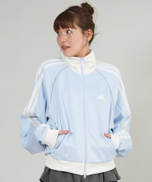 adidas（アディダス）の「adidas/アディダス Ｗ ＳＴＡＤＩＵＭ Ｃ トラックトップ L6722（スウェット・レディース・オフホワイト/スカイブルー/ホワイト×ブラック・L/M）」の3枚目の写真